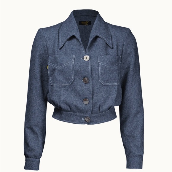 1940s house of foxy herringbone purple jacket s/m - Picture 1 of 6